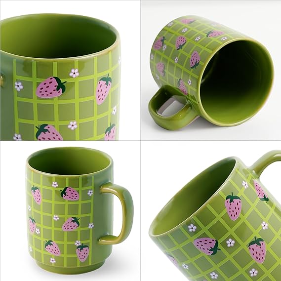  OFFYX Stainless Steel Tea Cup Stainless Steel Coffee with Lid (300 ml)(Grey,Green) Stainless Steel Coffee Mug (300 ml)
